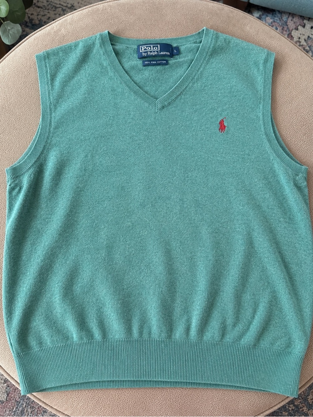 Vintage Polo Ralph Lauren Men’s Sweater Vest, Teal, Sz L